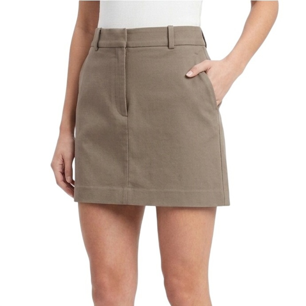 Aritzia Babaton Mini Skirt Women 0 Taupe Brown‎ Pockets Zip Front